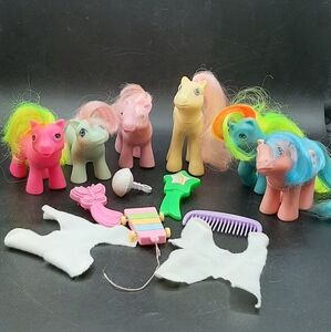 Vintage My Little Pony Baby Lot of 6 With Accessories 1980's Hong Kong Flutter